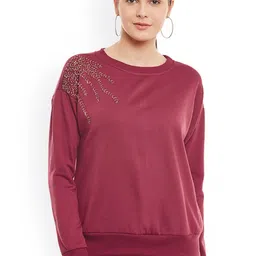 BAESD Embellished Round Neck Fleece Pullover Sweatshirt-picture-34