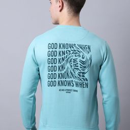 Obaan Men Turquoise Blue Printed Sweatshirt-image-66