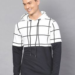 Campus Sutra Men White & Black Checked Hooded Sweatshirt-image-72