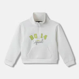 Blue Giraffe Girls Alphanumeric Printed High Neck Half Zipper Pullover Sweatshirt-image-61