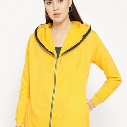 BAESD Hooded Neck Long Sleeve Zip Detail Fleece Front-Open Sweatshirt-image-94