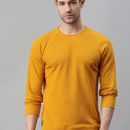 SHOWOFF Men Yellow Solid Sweatshirt-picture-3