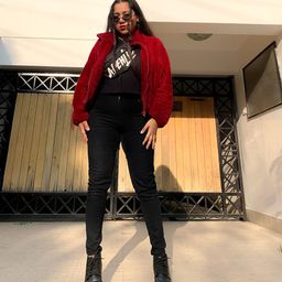 Athena Women Alluring Red Self-Design Sweatshirt-image-7