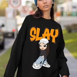 PRONK Typography Printed Drop Shoulder Sleeves Long Sleeves Pullover-3