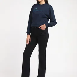 GUESS Women Solid Embellished Round Neck Sweatshirt-picture-28