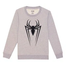 Marvel by Wear Your Mind Unisex Kids Grey Melange Printed Sweatshirt-image-35