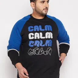 bigbanana Men Plus Size Black Printed Sweatshirt-picture-1