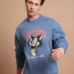 HIGHLANDER Graphic Printed Drop Shoulder Sleeves Oversized Pullover Sweatshirt-image-50