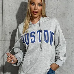 StyleCast Grey Typography Printed Hooded Neck Long Sleeve Pullover Sweatshirt-picture-15