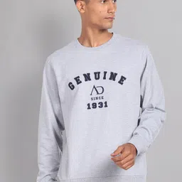 AD By Arvind Typography Printed Cotton Pullover Sweatshirt-image-22