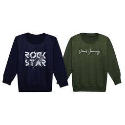 VIMAL JONNEY Kids Pack Of 2 Typography Printed Cotton Fleece Pullover-image-94
