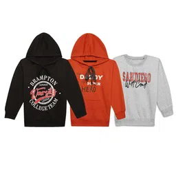 VIMAL JONNEY Kids Pack Of 3 Typography Printed Hooded Fleece Sweatshirt-picture-36