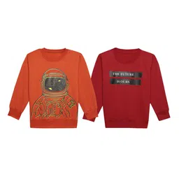 VIMAL JONNEY Kids Pack Of 2 Graphic Printed Fleece Pullover Sweatshirts-21