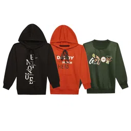 VIMAL JONNEY Kids Pack Of 3 Typography Printed Fleece Sweatshirt-image-86
