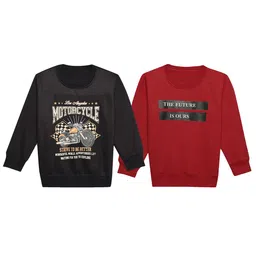 VIMAL JONNEY Kids Pack Of 2 Typographic Printed Cotton Fleece Pullover Sweatshirt-image-22