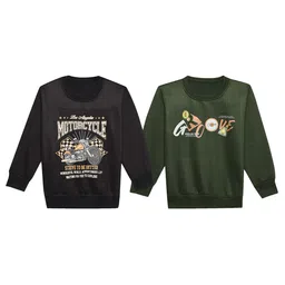 VIMAL JONNEY Pack Of 2 Kids Typography Printed Cotton Fleece Pullover Sweatshirt-image-32