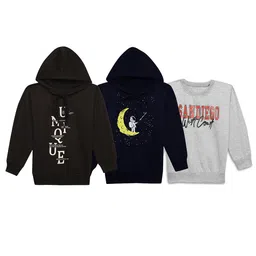 VIMAL JONNEY Kids Pack Of 3 Typography Printed Cotton Fleece Sweatshirt-46