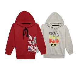 VIMAL JONNEY Pack Of 2 Kids Typography Printed Cotton Fleece Hood Pullover Sweatshirt-image-10