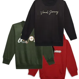 VIMAL JONNEY Kids Pack of 3 Printed Cotton Fleece Pullover Sweatshirts-39
