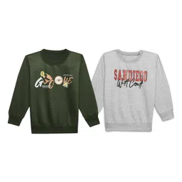 VIMAL JONNEY Kids Pack Of 2 Typography Printed Fleece Sweatshirt-52