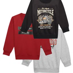 VIMAL JONNEY Kids Pack Of 3 Typography Printed Cotton Fleece Sweatshirt-picture-49