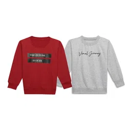 VIMAL JONNEY Kids Pack Of 2 Typographic Printed Cotton Fleece Pullover Sweatshirt-picture-31