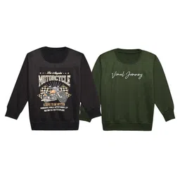 VIMAL JONNEY Kids Pack Of 2 Typographic Printed Cotton Fleece Pullover Sweatshirt-image-9