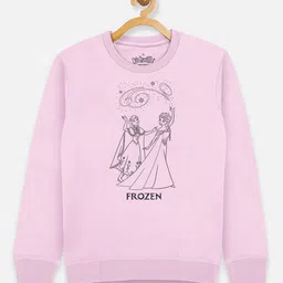 Kids Ville Girls Pink Frozen Graphic Printed Pulover Sweatshirt-image-82