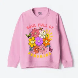 M&H Juniors Girls Floral Printed Full Sleeves Ribbed Pullover-image-100