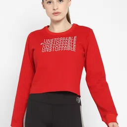 OFF LIMITS Women Red Printed Cotton Sweatshirt-image-4