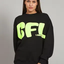 GRIFFEL Typography Printed Round Neck Fleece Pullover-picture-30