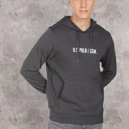 U.S. Polo Assn. Denim Co. Men Black Printed Hooded Pure Cotton Sweatshirt-image-51