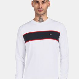 Arrow Sport Men White Striped Cotton Sweatshirt-image-125