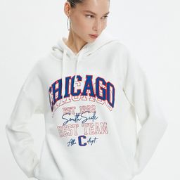 Koton Typography Printed Hooded Drop Shoulder Pullover-picture-3