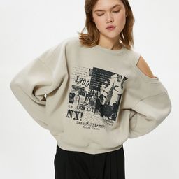 Koton Graphic Printed Round Neck Sweatshirt-image-25