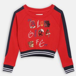 Blue Giraffe Girls Red Printed Sweatshirt-image-85