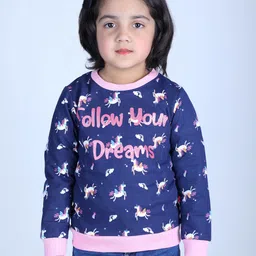 3PIN Girls Navy Cotton Printed Sweatshirt-image-84