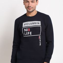 Rodamo Men Navy Blue Printed Sweatshirt-image-69