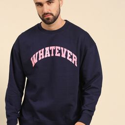 recast Typography Printed Oversized Drop shoulder Pure Cotton Pullover Sweatshirt-image-65