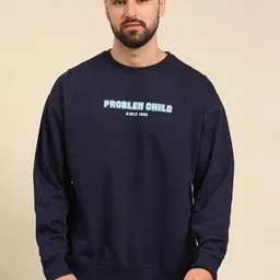 recast Typography Printed Oversized Drop shoulder Pure Cotton Pullover Sweatshirt-picture-36