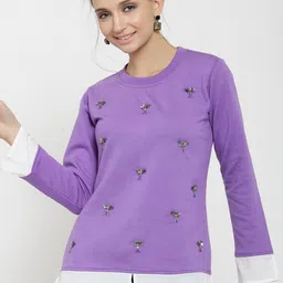 BAESD Floral Embellished Fleece Pullover Sweatshirt-picture-44