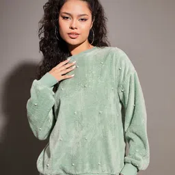 SASSAFRAS Sea Green Embellished Detail Pullover-43