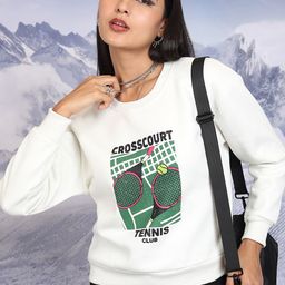 Tokyo Talkies Off White Graphic Printed Pullover Sweatshirt-image-12
