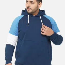 John Pride Plus-Size Men Navy Blue Hooded Sweatshirt-62