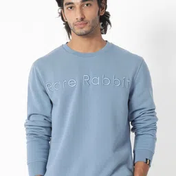 RARE RABBIT Men Oranj Typography Printed Sweatshirt-image-45