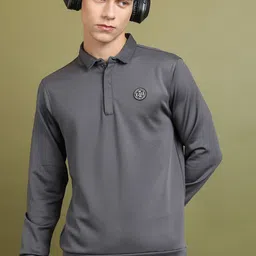 HIGHLANDER Grey Long Sleeves Polo Collar Pullover-image-19
