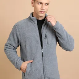 HIGHLANDER High Neck Regular Fit Front Open Sweatshirt-9
