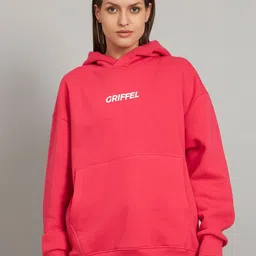 GRIFFEL Typography Printed Hooded Pullover Fleece Sweatshirt-picture-47