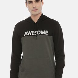 3PIN Men Black Colourblocked Hooded Sweatshirt-image-62