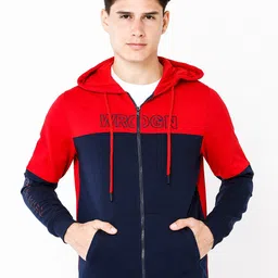 WROGN Men Cotton Colourblocked Hooded Sweatshirt-picture-18